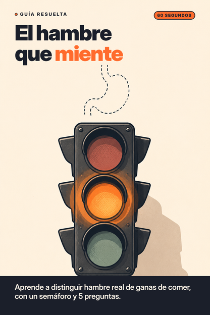 Portada de El hambre que miente: semáforo con la luz naranja encendida